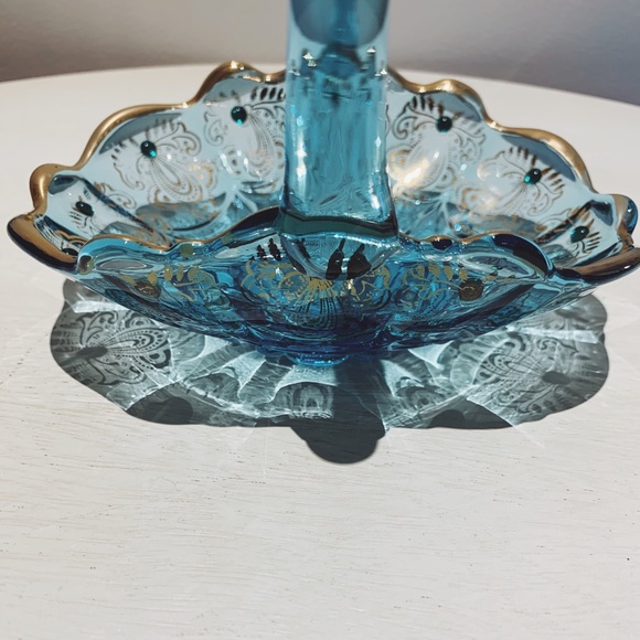 Vintage Murano Venetian Art Blue Glass Basket - Picture 3 of 8